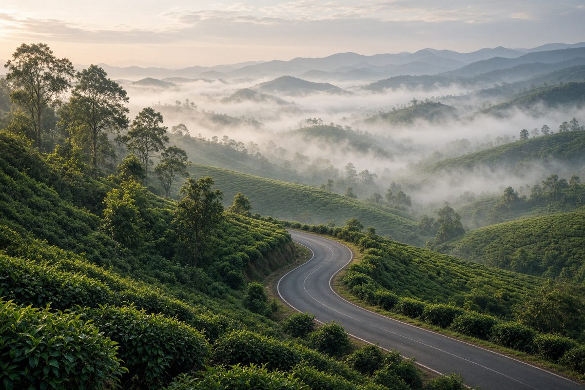 Misty green hills suitable for a customised holiday enquiry