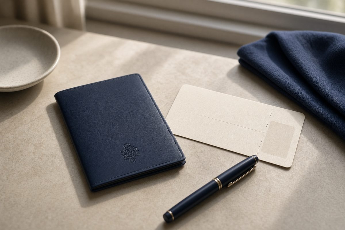 Passport and travel documents prepared for a visa enquiry
